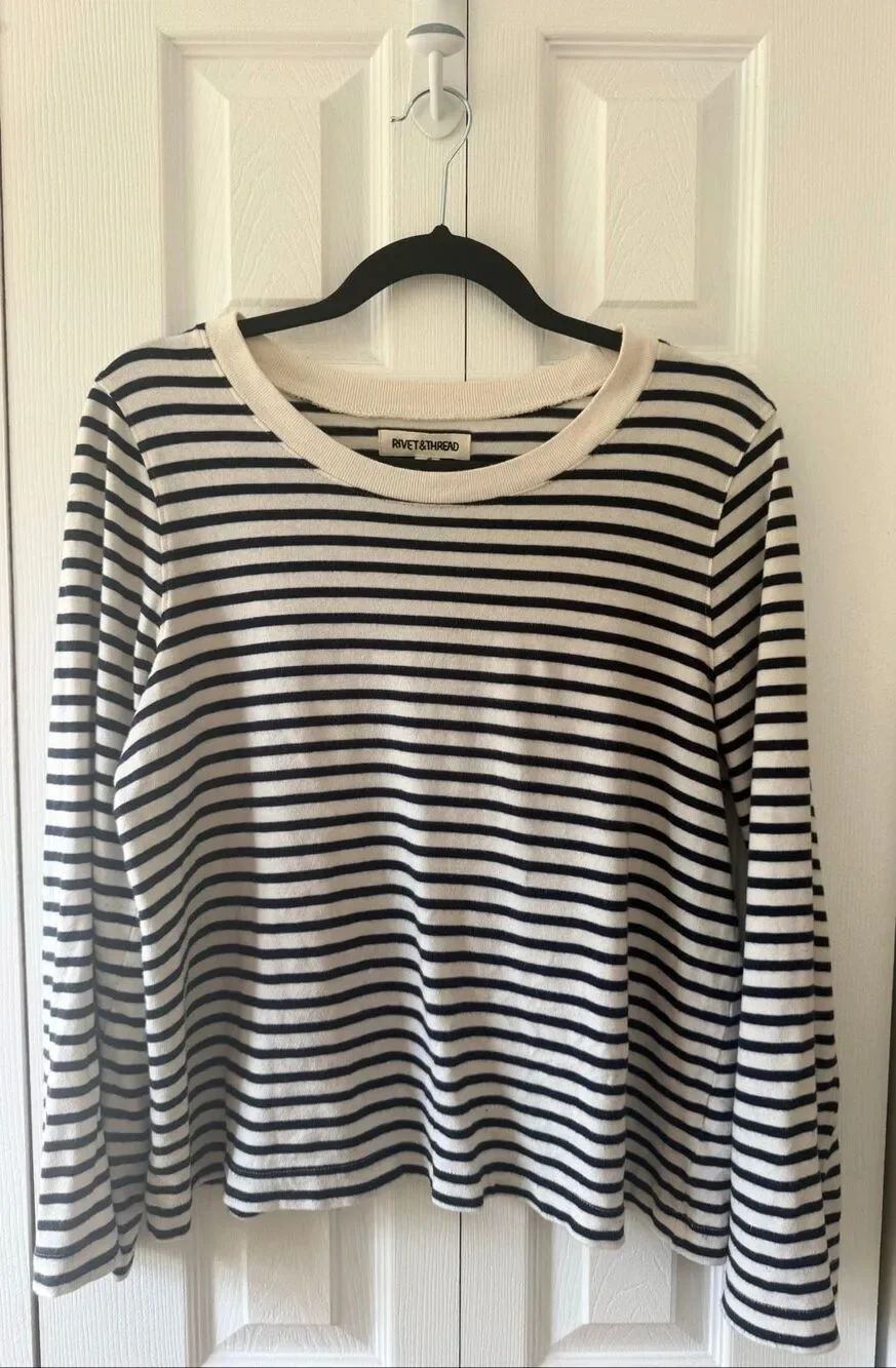 Madewell Rivet & Thread Small Long Sleeve Striped Crewneck Shirt